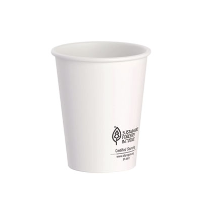 Thermoguard Insulated Paper Hot Cups, 8 oz, White Sustainable Forest Print, 40/Pack