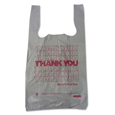 Thank You High-Density Shopping Bags, 10" x 19", White, 2,000/Carton