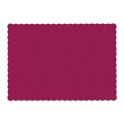 Solid Color Scalloped Edge Placemats, 9.5 x 13.5, Burgundy, 1,000/Carton