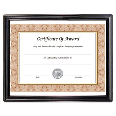 EZ Mount Document Frame with Trim Accent and Plastic Face, Plastic, 8.5 x 11 Insert, Black