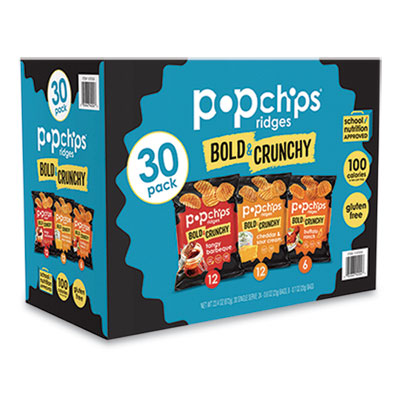 Potato Chips, Ridges Assortment, 0.7 to 0.8 oz Pouch, 30/Carton