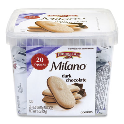 Milano Dark Chocolate Cookies, 0.75 oz Pack, 20 Packs/Box, Ships in 1-3 Business Days
