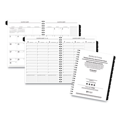 Executive Weekly/Monthly Planner Refill with 15-Minute Appointments, 11 x 8.25, White Sheets, 12-Month (Jan to Dec): 2024