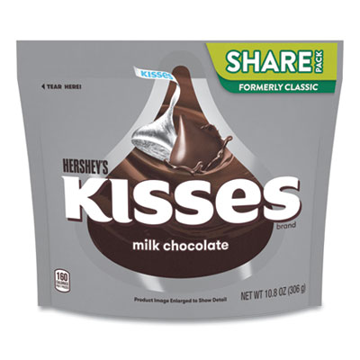 KISSES, Milk Chocolate Share Pack, Silver Wrappers, 10.8 oz Bag, 3 Bags/Pack, Ships in 1-3 Business Days