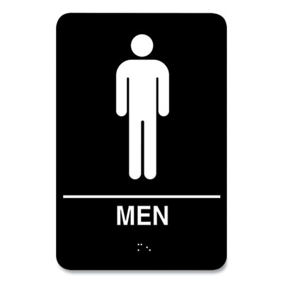 Indoor Restroom Door Sign, Men/Women, 5.9 x 9, Black/White, 2/Pack