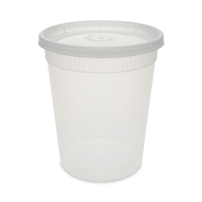 Newspring DELItainer Microwavable Container, 32 oz, 4 .55 Diameter x 5.55 h, Clear, Plastic, 240/Carton