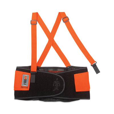 ProFlex 100HV Economy Hi-Vis Spandex Back Support Brace, 2X-Large, 42" to 46" Waist, Black/Orange, Ships in 1-3 Business Days