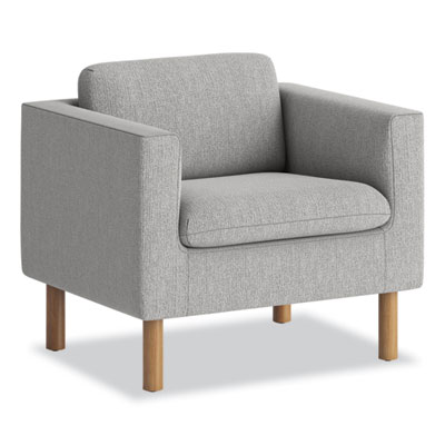 Parkwyn Series Club Chair, 33" x 26.75" x 29", Gray Seat, Gray Back, Oak Base