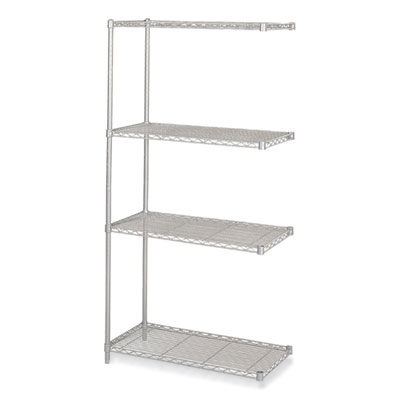 Industrial Add-On Unit, Four-Shelf, 36w x 18d x 72h, Steel, Metallic Gray, Ships in 1-3 Business Days