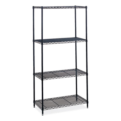 Industrial Wire Shelving, Four-Shelf, 36w x 18d x 72h, Black, Ships in 1-3 Business Days
