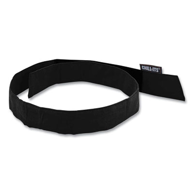 Chill-Its 6705 Cooling Embedded Polymers Hook and Loop Bandana Headband, One Size Fit Most, Black, Ships in 1-3 Business Days