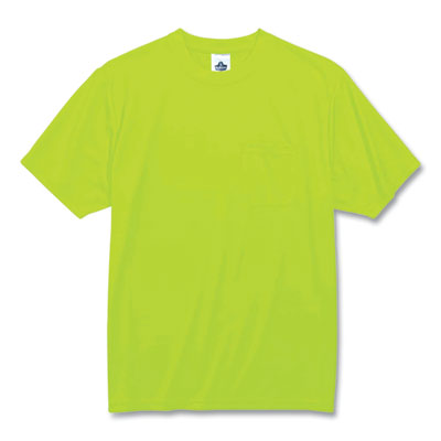 GloWear 8089 Non-Certified Hi-Vis T-Shirt, Polyester, 5X-Large, Lime, Ships in 1-3 Business Days