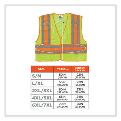 GloWear 8245PSV Class 2 Public Safety Vest, Polyester, 6X-Large/7X-Large, Lime, Ships in 1-3 Business Days