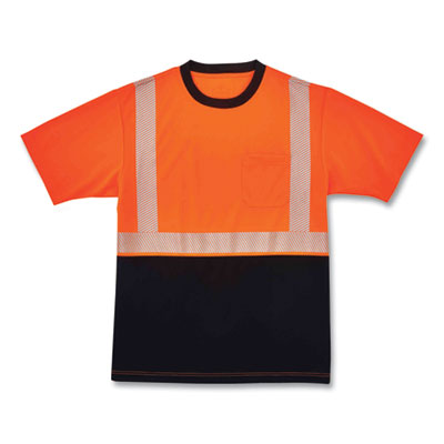 GloWear 8280BK Class 2 Performance T-Shirt with Black Bottom, Polyester, 3X-Large, Orange, Ships in 1-3 Business Days