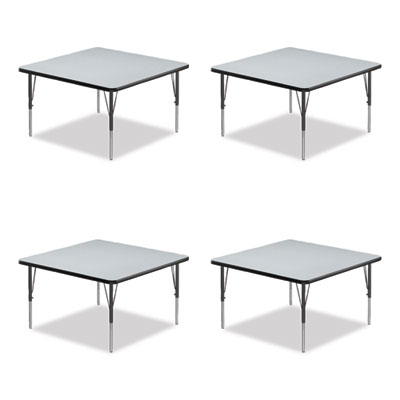 Adjustable Activity Tables, Square, 48" x 48" x 19" to 29", Gray Top, Black Legs, 4/Pallet, Ships in 4-6 Business Days