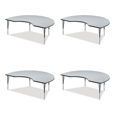Adjustable Activity Tables, Kidney Shaped, 72" x 48" x 19" to 29", Gray Top, Gray Legs, 4/Pallet, Ships in 4-6 Business Days
