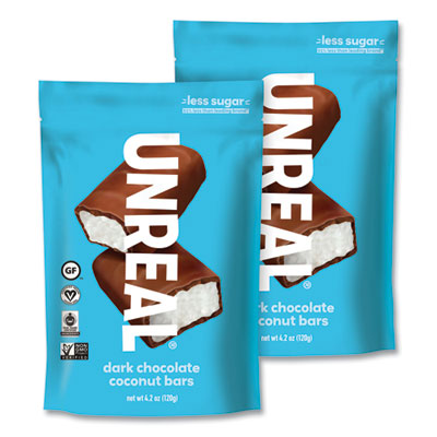 Dark Chocolate Coconut Bars, Dark Chocolate, 4.2 oz Bag, 2/Carton, Ships in 1-3 Business Days