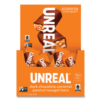 Dark Chocolate Caramel Peanut Nougat Bars, 0.67 oz Individually Wrapped, 40/Pack, Ships in 1-3 Business Days