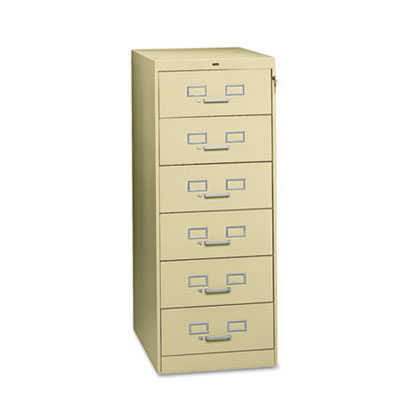 Six-Drawer Multimedia/Card File Cabinet, Putty, 21.25" x 28.5" x 52"