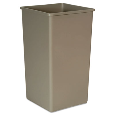 Untouchable Square Waste Receptacle, 50 gal, Plastic, Beige