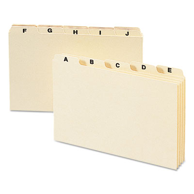 Manila Card Guides, 1/5-Cut Top Tab, A to Z, 5 x 8, Manila, 25/Set