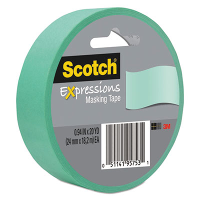 Expressions Masking Tape, 3" Core, 0.94" x 20 yds, Mint Green