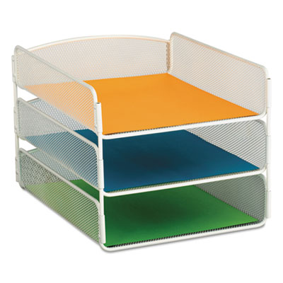 Onyx Desk Tray, 3 Sections, Letter Size Files, 9.25" x 11.75" x 8", White