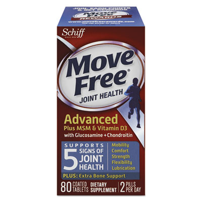 Move Free Advanced Plus MSM and Vitamin D3 Joint Health Tablet, 80 Count, 12/Carton