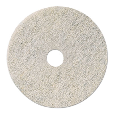 Natural Burnishing Floor Pads, 24" Diameter, White, 5/Carton