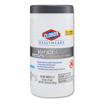 VersaSure Cleaner Disinfectant Wipes, 1-Ply, 6.75 x 8, Fragranced, White, 150 Towels/Canister