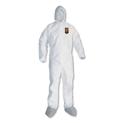 A45 Liquid and Particle Protection Surface Prep/Paint Coveralls, Large, White, 25/Carton