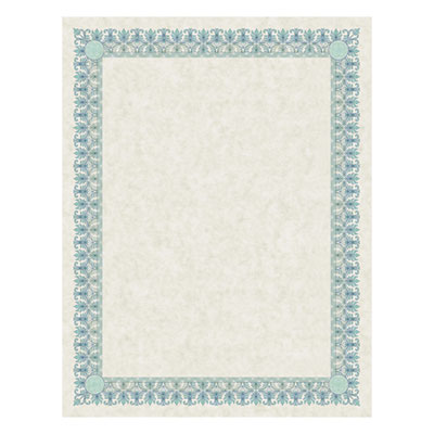 Parchment Certificates, Academic, 8.5 x 11, Ivory with Green/Blue Border, 25/Pack