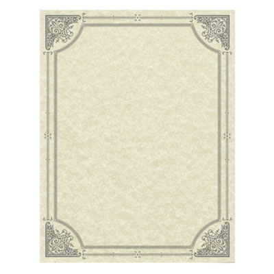 Parchment Certificates, Vintage, 8.5 x 11, Ivory with Silver Foil Border, 50/Pack