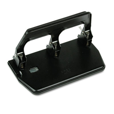 40-Sheet Heavy-Duty Three-Hole Punch with Gel Padded Handle, 9/32" Holes, Black