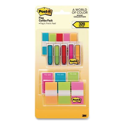 Standard and Arrow Flag Combo Pack, 0.47" and 0.94", Assorted Colors, 320/Pack