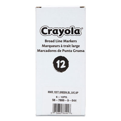 Broad Line Washable Markers, Broad Bullet Tip, Green, 12/Box