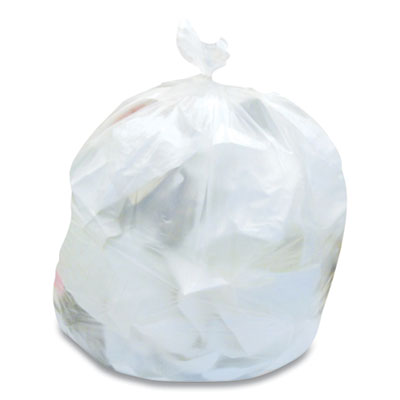 High-Density Can Liners, 45 gal, 16 mic, 40" x 48", Clear, 25 Bags/Roll, 10 Rolls/Carton