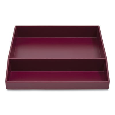 Divided Stackable Plastic Tray, 2 Compartments, 9.44 x 9.84 x 1.77, Purple