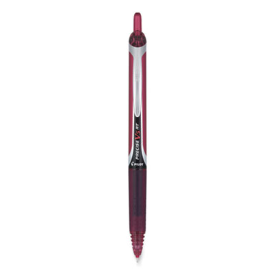 Precise V5RT Roller Ball Pen, Retractable, Extra-Fine 0.5 mm, Burgundy Ink, Burgundy/Silver Barrel, Dozen