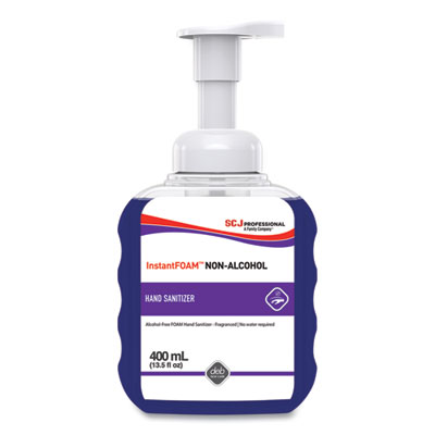 InstantFOAM Non-Alcohol Hand Sanitizer, 400 mL Pump Bottle, Light Perfume Scent, 12/Carton