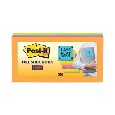 Full Stick Notes, 3" x 3", Energy Boost Collection Colors, 25 Sheets/Pad, 16 Pads/Pack