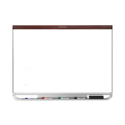 Prestige 2 DuraMax Magnetic Porcelain, 48 x 36, White Surface, Mahogany Fiberboard/Plastic Frame