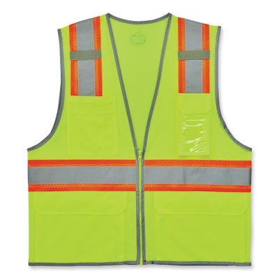 GloWear 8246Z-S Single Size Class 2 Two-Tone Mesh Vest, Polyester, 5X-Large, Lime, Ships in 1-3 Business Days