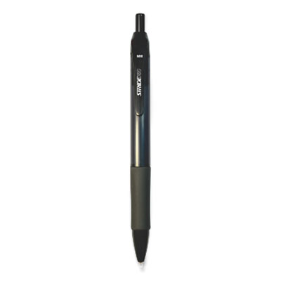 StrideRio Gel Pen, Retractable, Medium 0.7 mm, Black Ink, Translucent Black Barrel, 12/Box