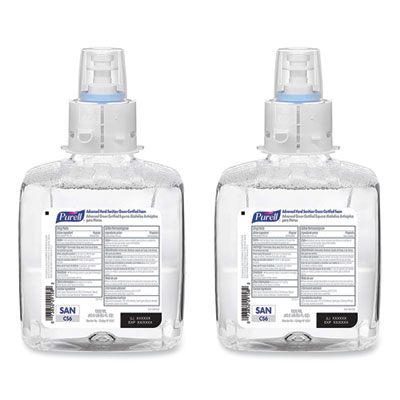 Advanced Hand Sanitizer Green Certified Foam Refill, For CS6 Dispensers, 1,200 mL, Fragrance-Free, 2/Carton