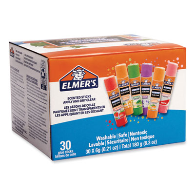 Clear School Glue Stick, Scented, Assorted, 0.21 oz, Dries Clear, 30/Pack