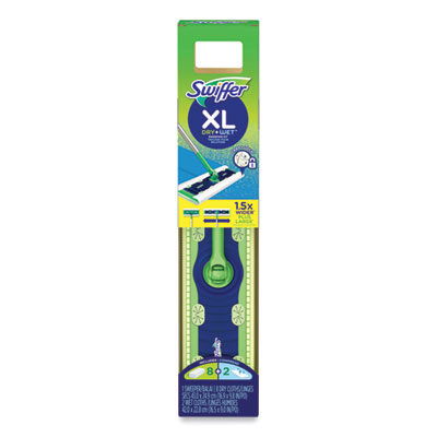 Sweeper Mop, 16.5 x 9 White Cloth Head, 46" Green/Silver Aluminum/Plastic Handle