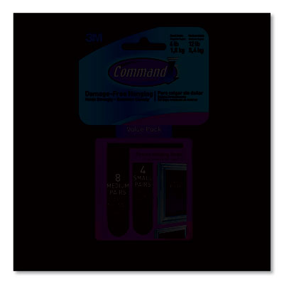 Picture Hanging Strips, Value Pack, Removable, (4) Small 0.63 x 1.81 and (8) Medium 0.75 x 2.75, White, 12 Pairs/Pack