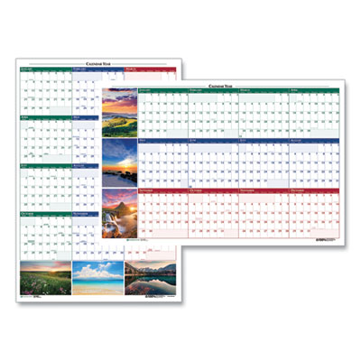 Earthscapes Recycled Reversible/Erasable Yearly Wall Calendar, Nature Photos, 24 x 37, White Sheets, 12-Month (Jan-Dec): 2024