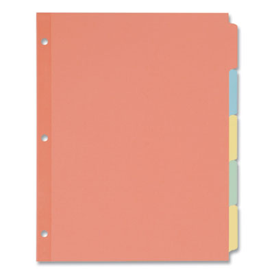 Write and Erase Plain-Tab Paper Dividers, 5-Tab, 11 x 8.5, Multicolor, 36 Sets